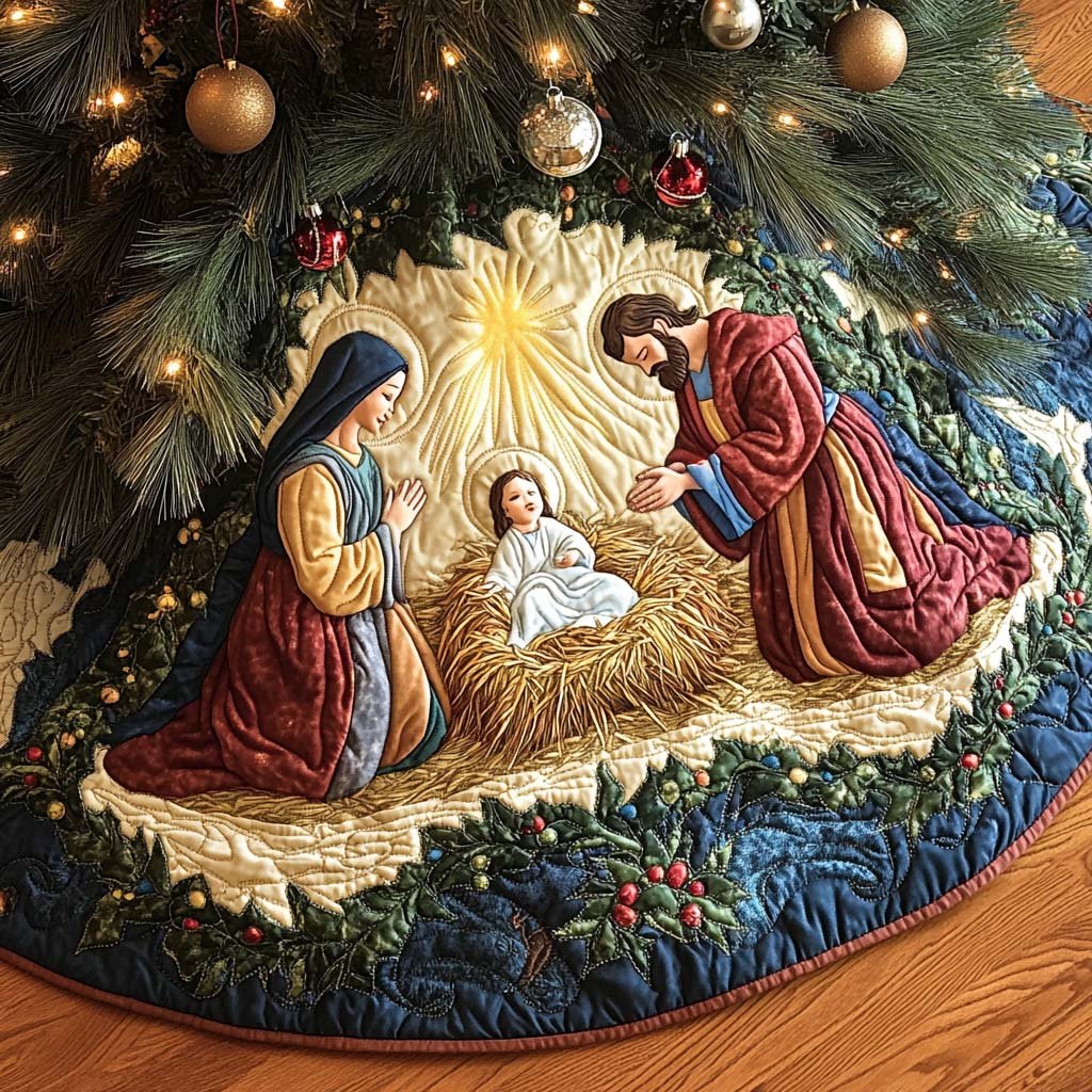 Divine Glow Christmas Quilted Tree Skirt