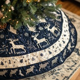 Northern Lights Dance Quilted Christmas Tree Skirt