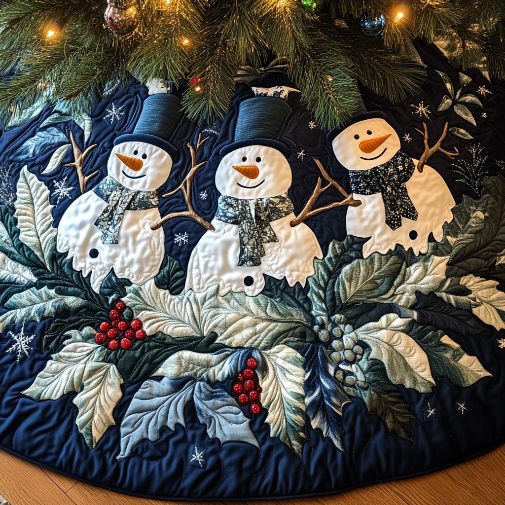 Frosted Cheer Quilted Christmas Tree Skirt