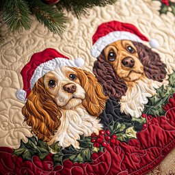 Spaniel Companion Quilted Christmas Tree Skirt