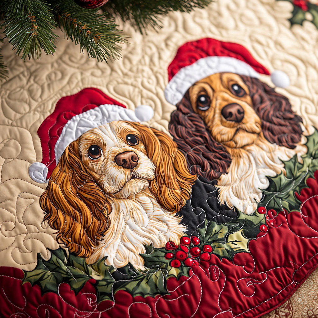 Spaniel Companion Quilted Christmas Tree Skirt
