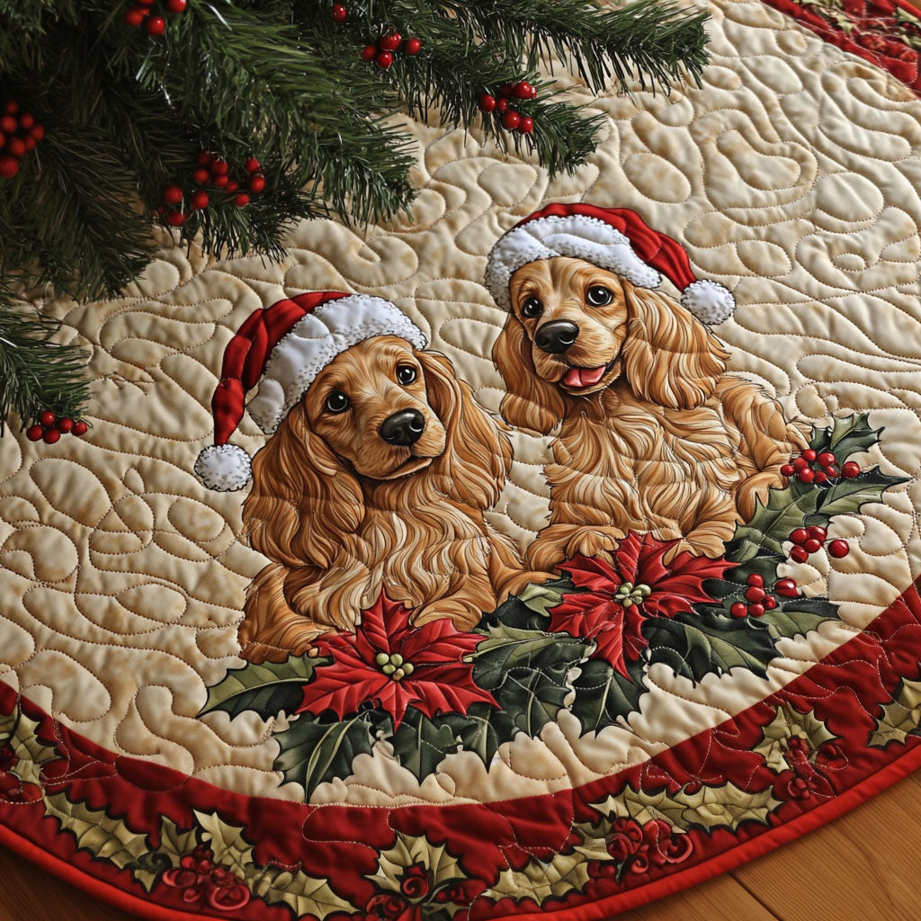 Spaniel Warmth Quilted Christmas Tree Skirt