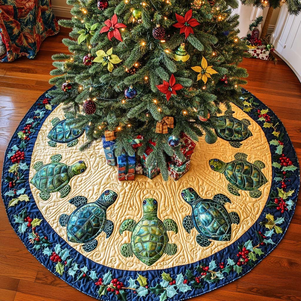 Ocean Spirit Christmas Quilted Tree Skirt