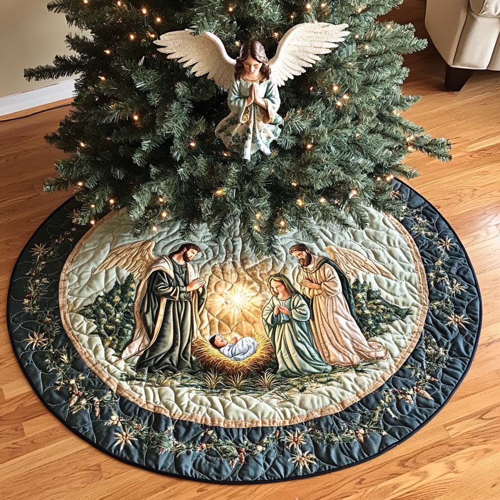 Sacred Spirit Quilted Christmas Tree Skirt
