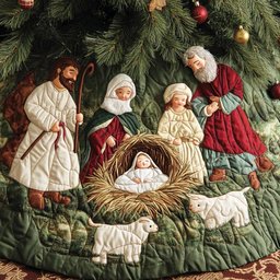 Faithful Surround Quilted Christmas Tree Skirt