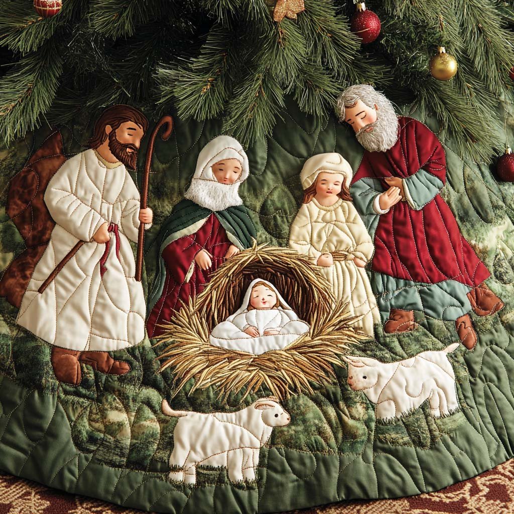 Faithful Surround Quilted Christmas Tree Skirt