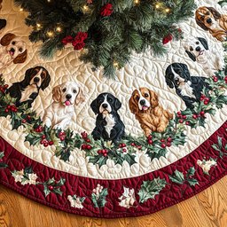 Spaniel Glow Quilted Christmas Tree Skirt