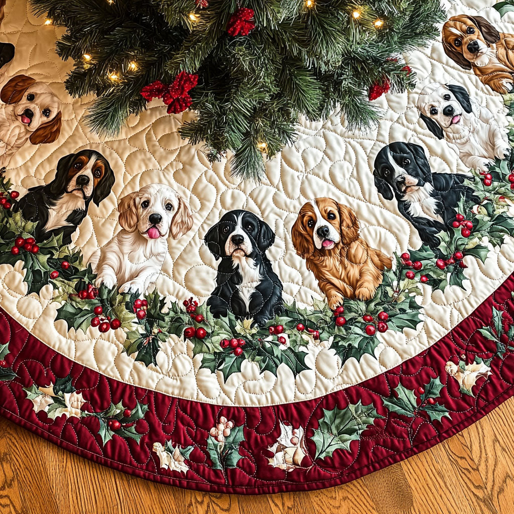 Spaniel Glow Quilted Christmas Tree Skirt