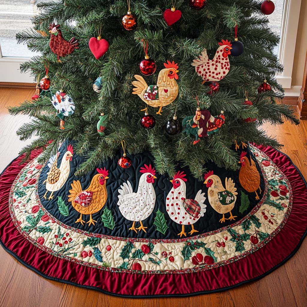 Cozy Flock Celebrations Christmas Quilted Tree Skirt