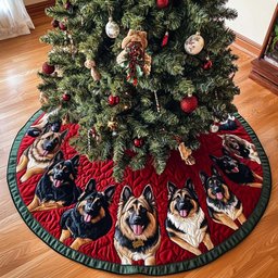 German Shepherd Bliss Christmas Quilted Tree Skirt