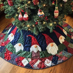 Gnome Christmas Greetings Christmas Quilted Tree Skirt
