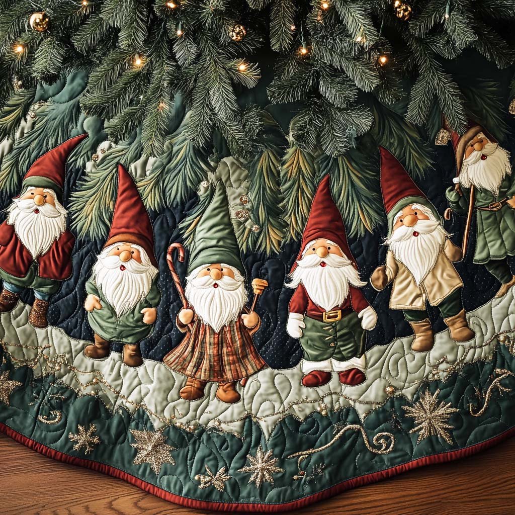 Holiday Harmony Quilted Christmas Tree Skirt
