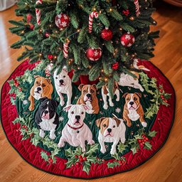 Pitbull Christmas Harmony Christmas Quilted Tree Skirt