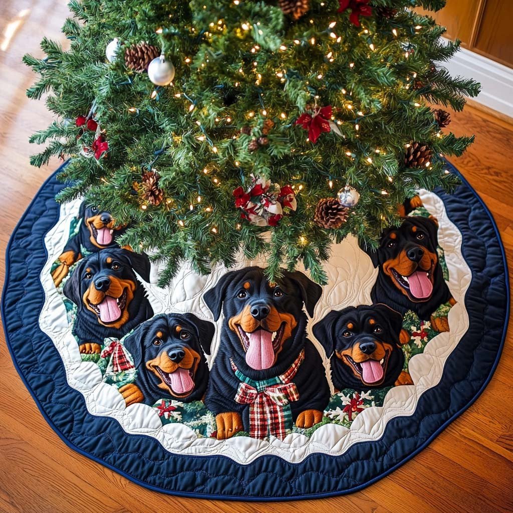 Rottweiler Christmas Charm Christmas Quilted Tree Skirt