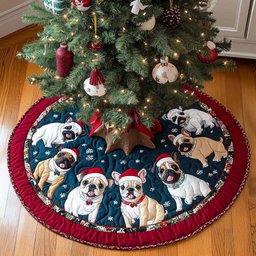 French Bulldog Christmas Charm Christmas Quilted Tree Skirt