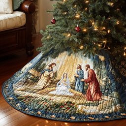 Blessed Joy Quilted Christmas Tree Skirt