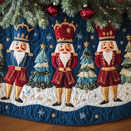 Merry Defenders Quilted Christmas Tree Skirt