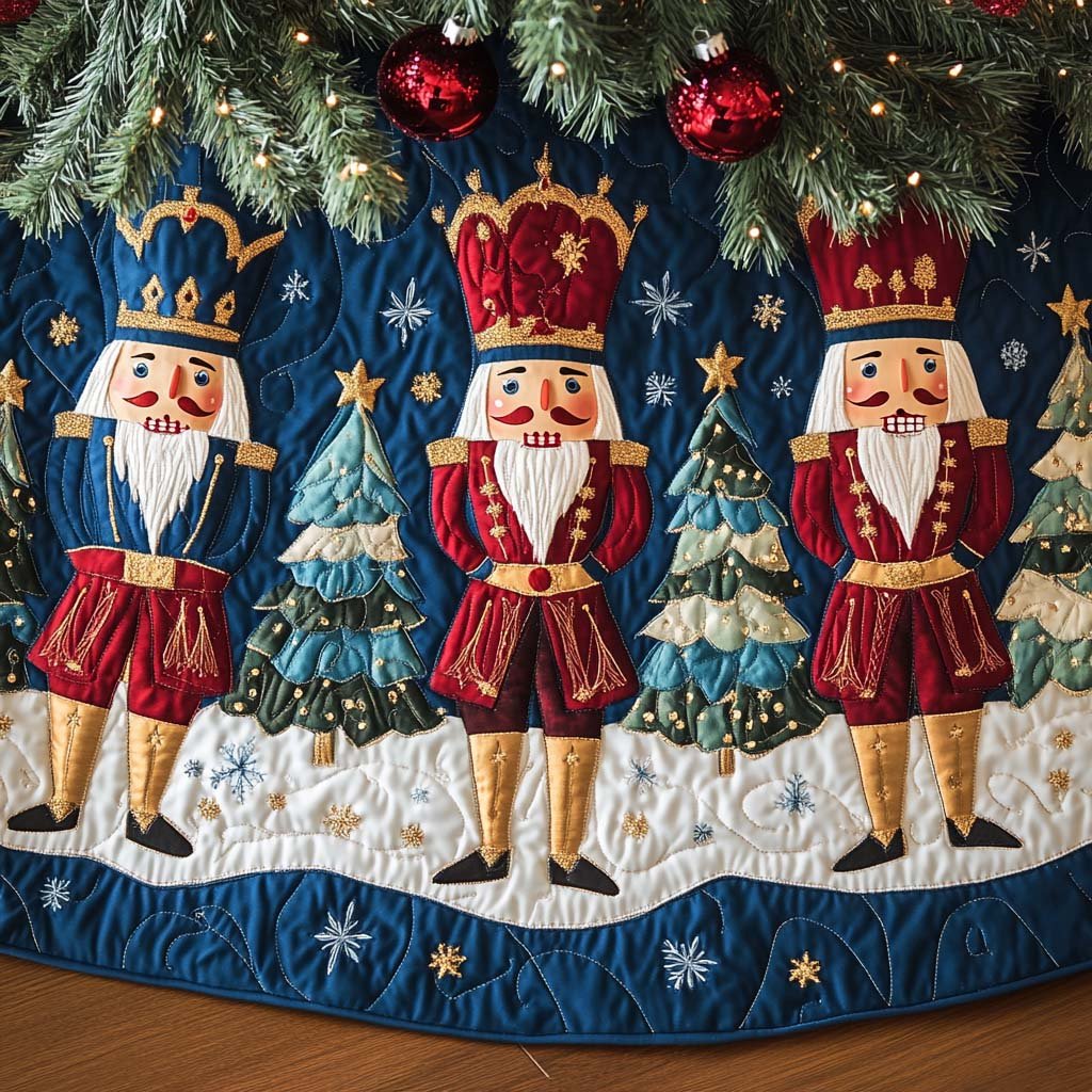 Merry Defenders Quilted Christmas Tree Skirt