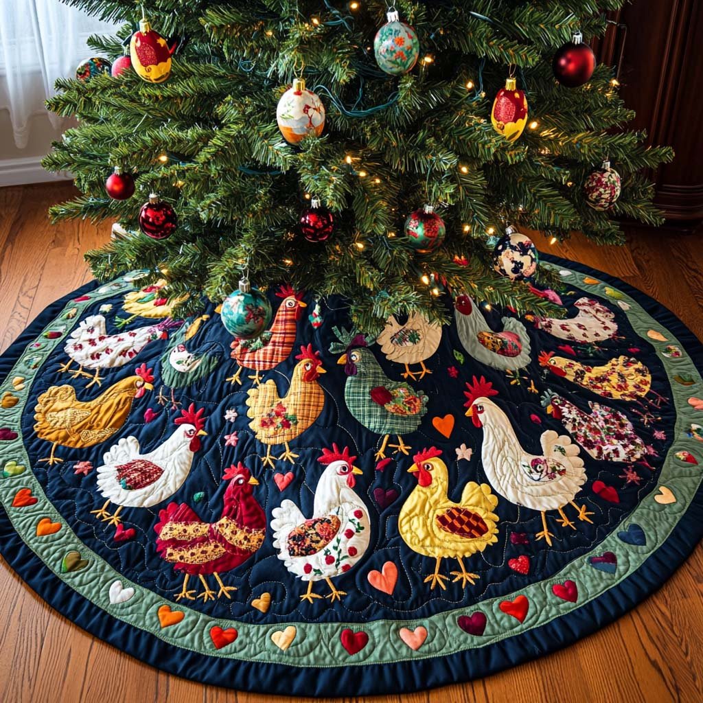 Joyful Roost Christmas Quilted Tree Skirt