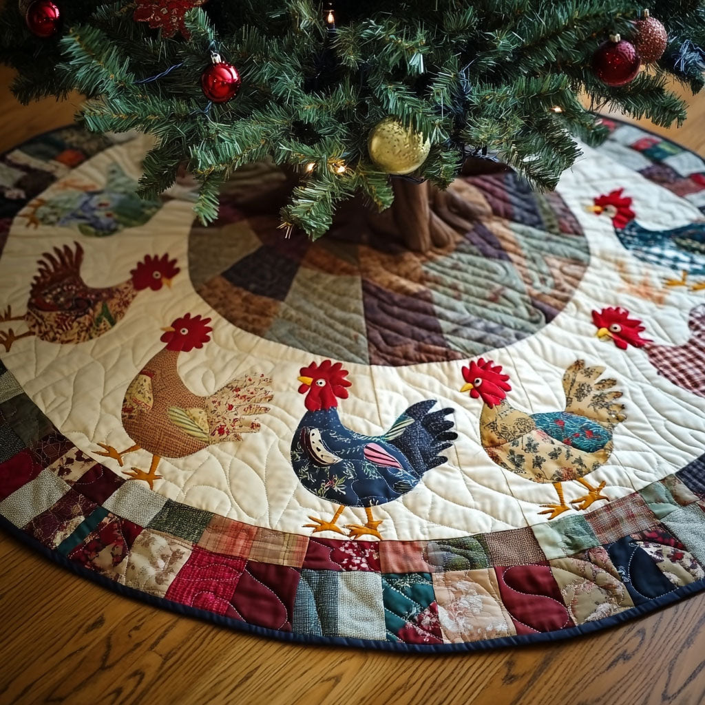 Feathered Gatherings Quilted Christmas Tree Skirt