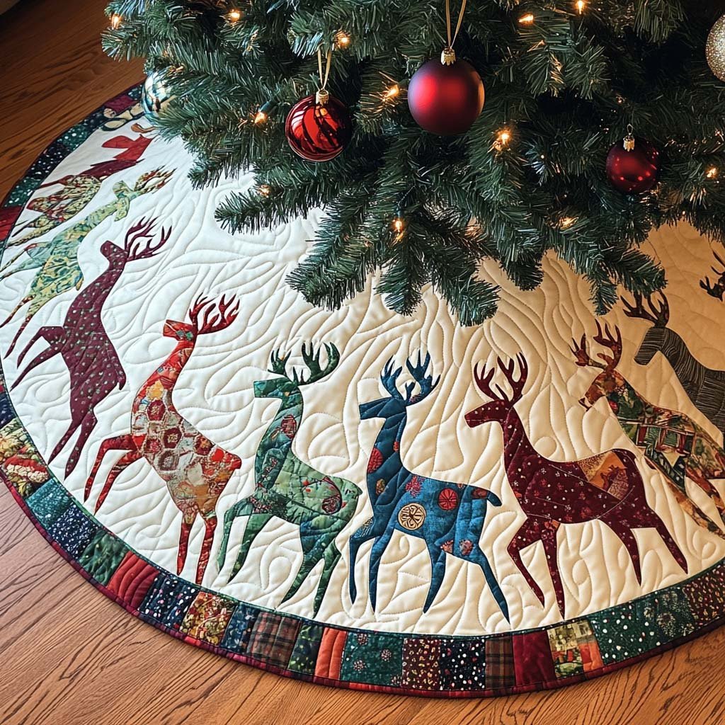 Holiday Trot Quilted Christmas Tree Skirt