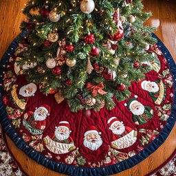 Santa Workshop Christmas Quilted Tree Skirt