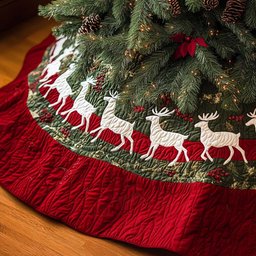 Enchanted Woods Quilted Christmas Tree Skirt
