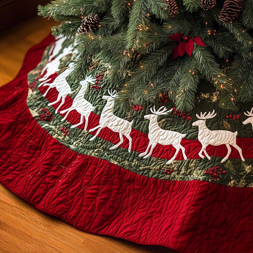 Enchanted Woods Quilted Christmas Tree Skirt
