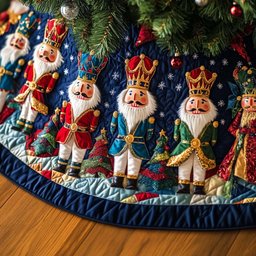 Starry Guardians Quilted Christmas Tree Skirt