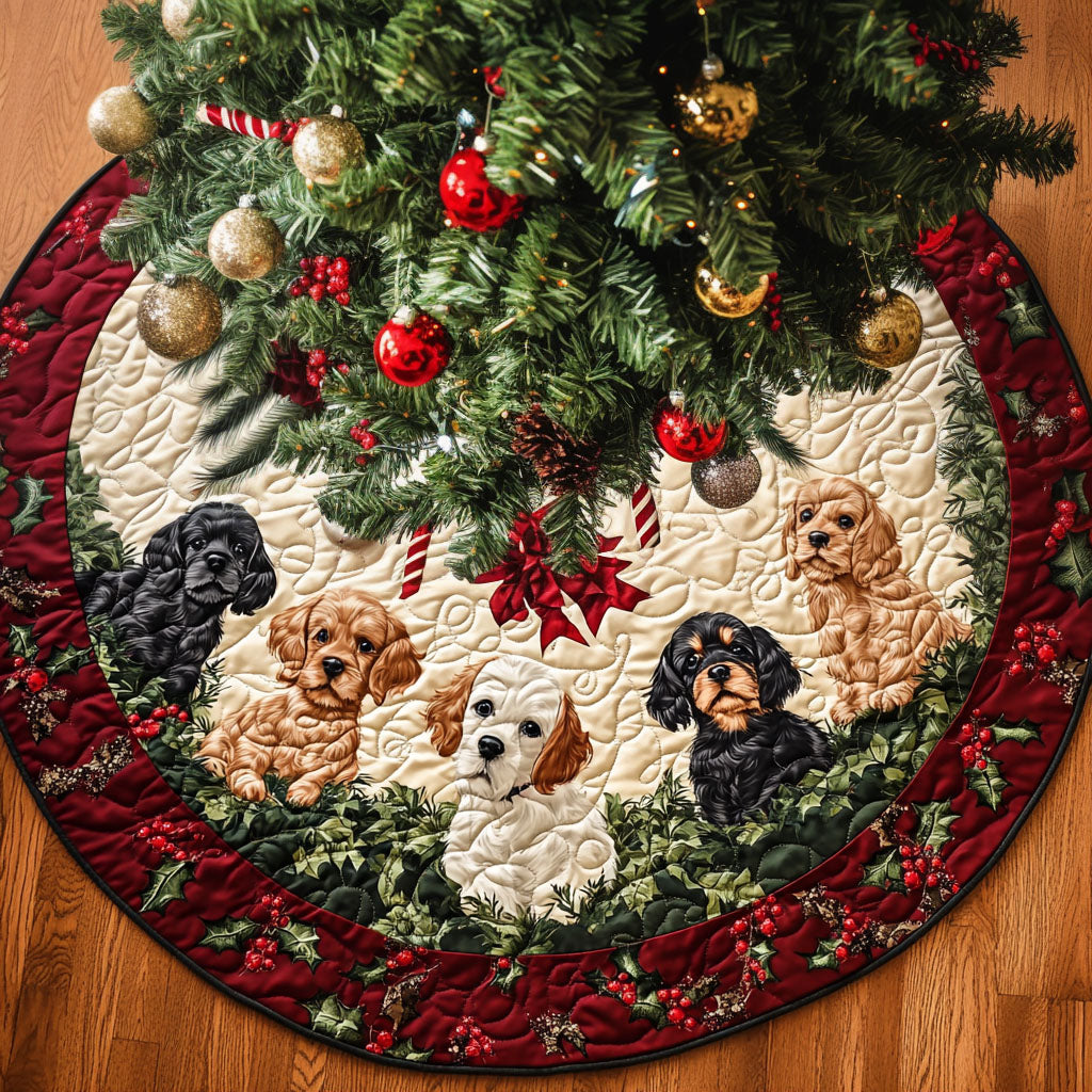 Spaniel Cozytime Quilted Christmas Tree Skirt