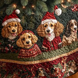 Spaniel Magic Quilted Christmas Tree Skirt