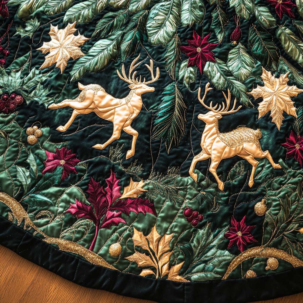 Forest Charm Quilted Christmas Tree Skirt
