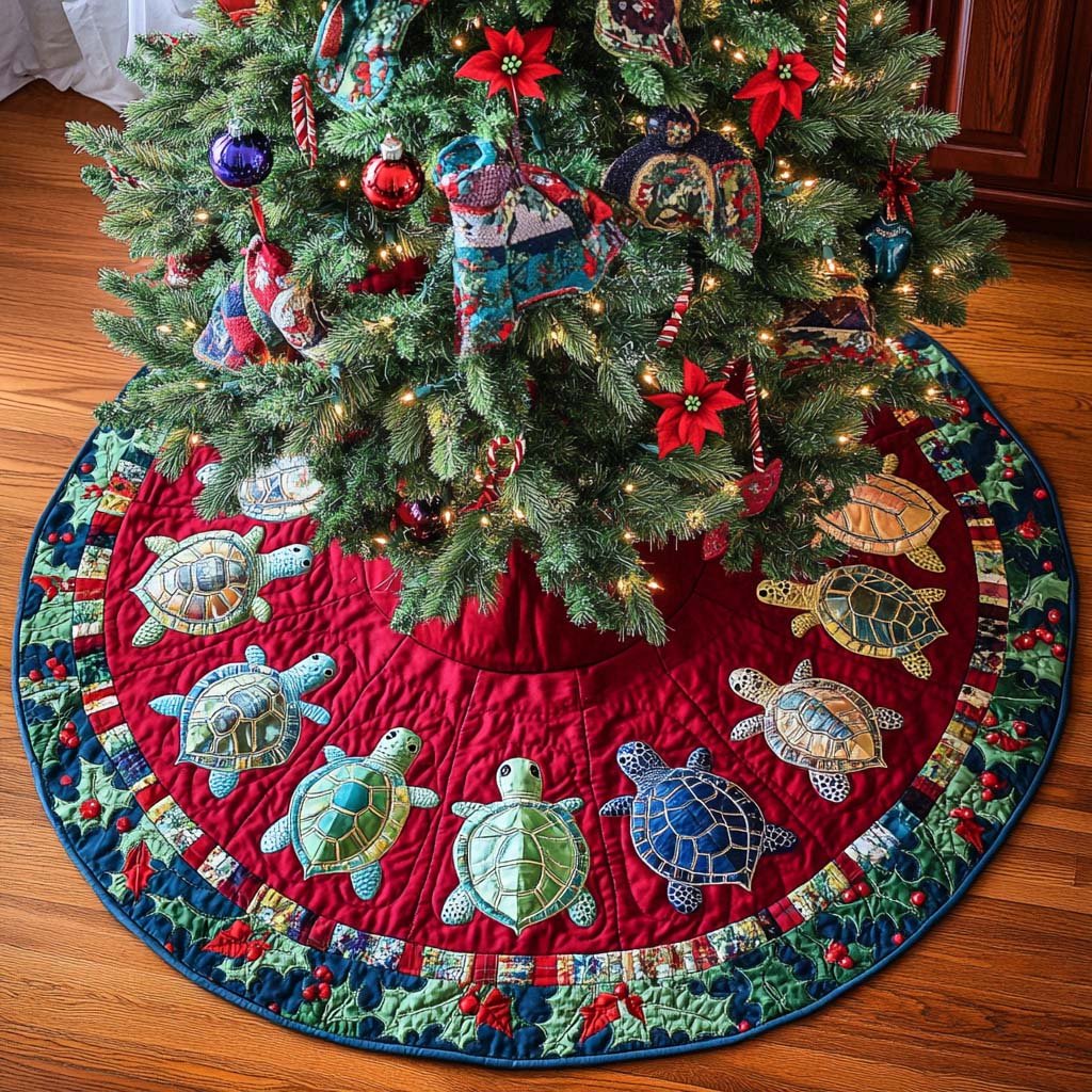 Marine Dream Christmas Quilted Tree Skirt