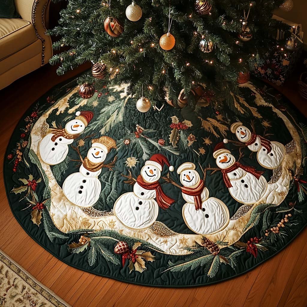 Snowman Joy Quilted Christmas Tree Skirt