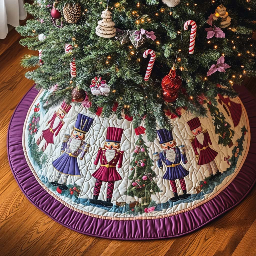 Merry Nutcrackers Quilted Christmas Tree Skirt