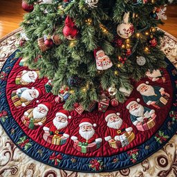 Jolly St Nick Christmas Quilted Tree Skirt