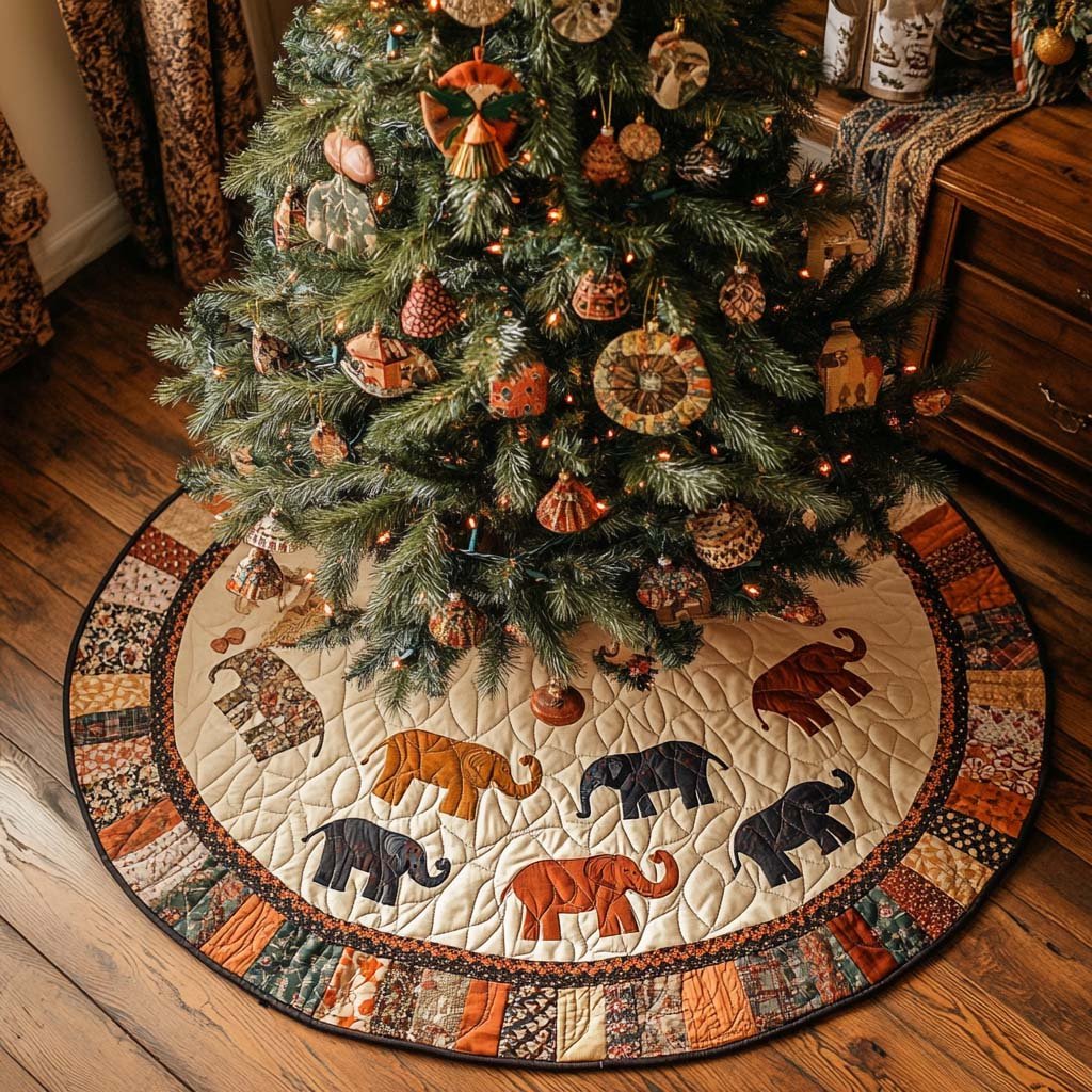 Rustic Charm Christmas Quilted Tree Skirt