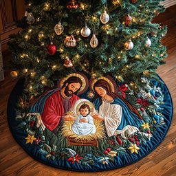 Divine Peace Christmas Quilted Tree Skirt
