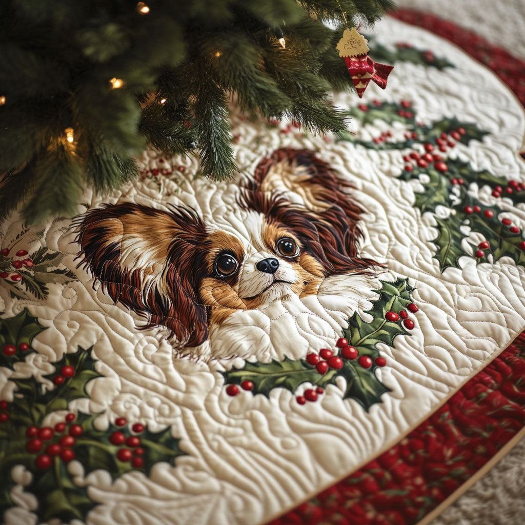 Papillon Playtime Quilted Christmas Tree Skirt