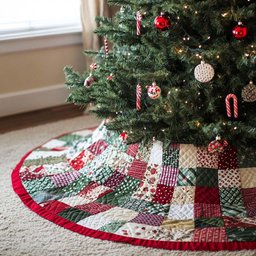 Holiday Cheer Christmas Quilted Tree Skirt