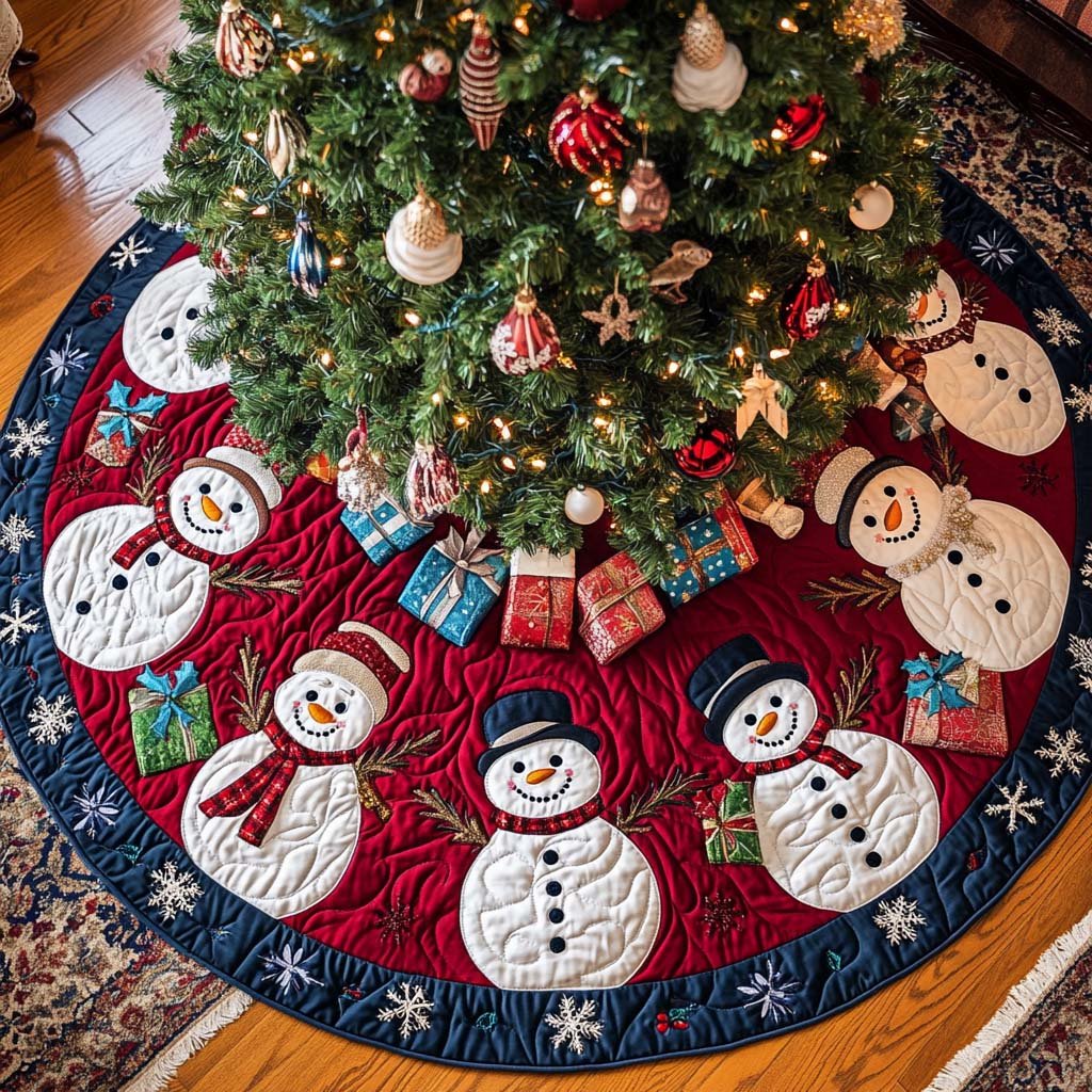 Chilly Charm Christmas Quilted Tree Skirt