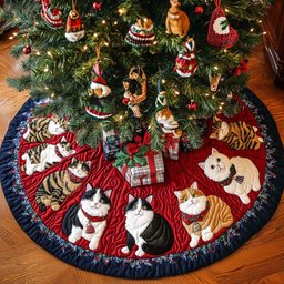 Santa Paws Magic Christmas Quilted Tree Skirt