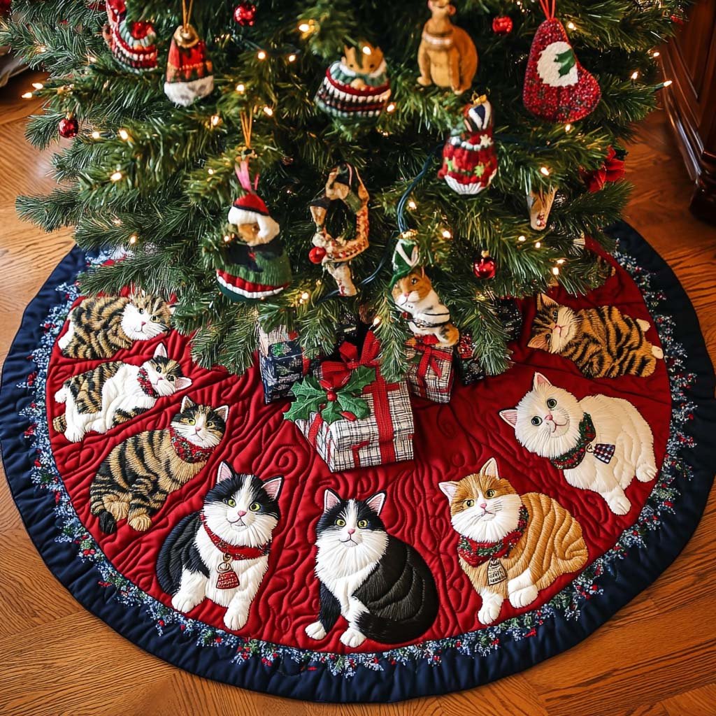 Santa Paws Magic Christmas Quilted Tree Skirt