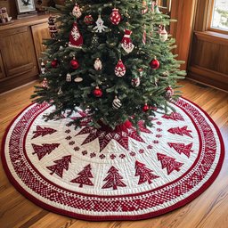 Festive Pines Christmas Quilted Tree Skirt