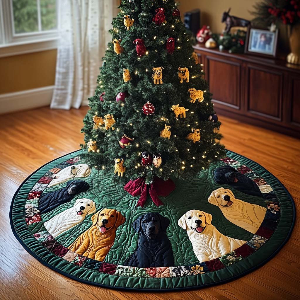 Labrador Festive Dreams Christmas Quilted Tree Skirt