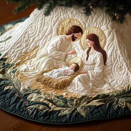 Bethlehem Blessing Christmas Quilted Tree Skirt