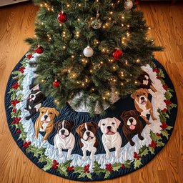 Pitbull Christmas Delight Christmas Quilted Tree Skirt