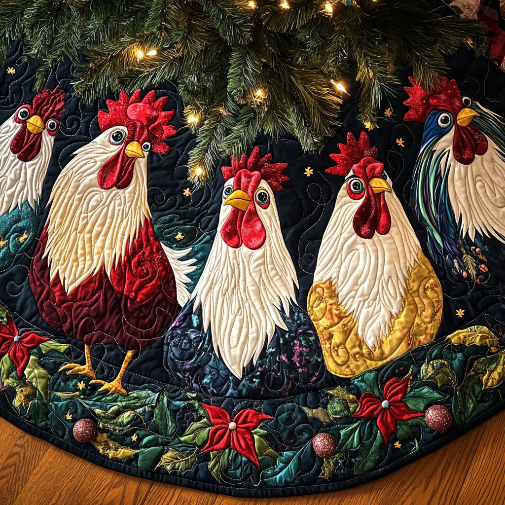 Cozy Cluckers Quilted Christmas Tree Skirt