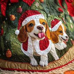 Beagle Bliss Quilted Christmas Tree Skirt