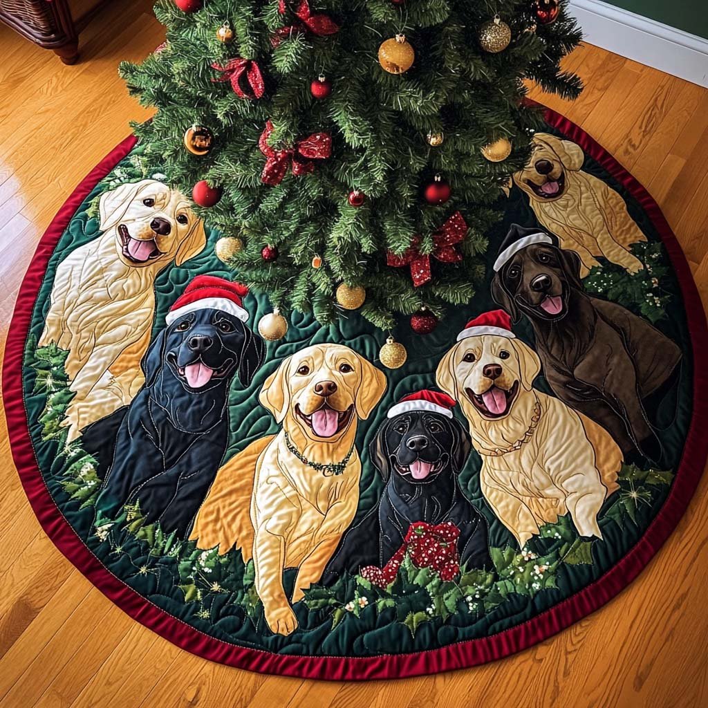 Christmas Labrador Magic Christmas Quilted Tree Skirt
